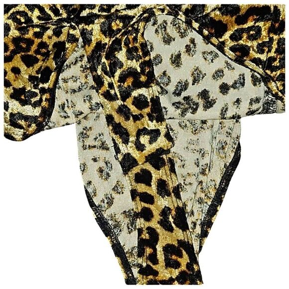 Velvet Leopard Print Bodysuit Adjustable Straps Plus Size 1X - Picture 4 of 7